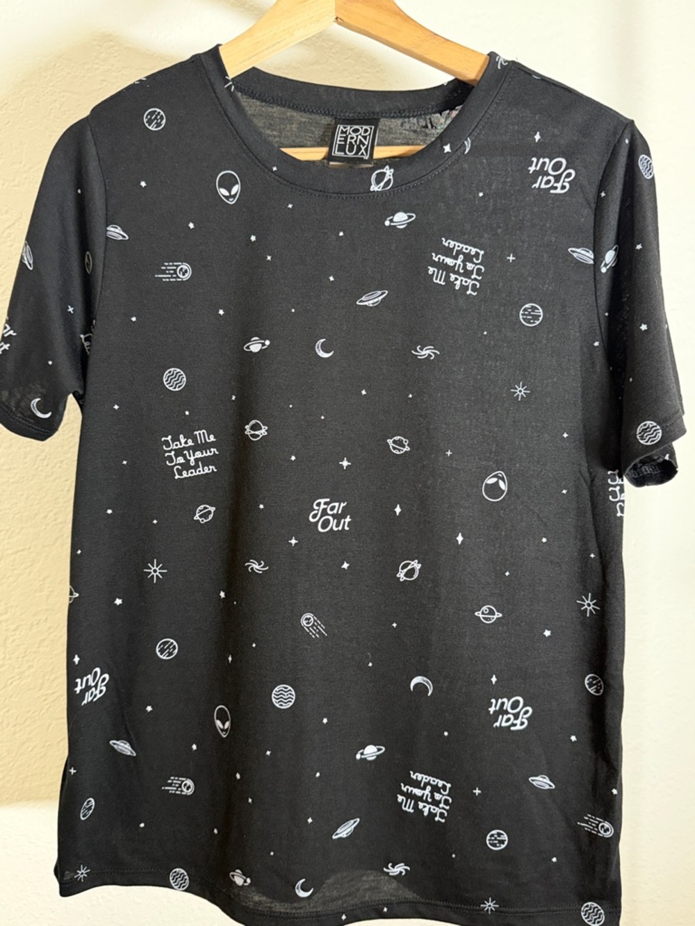 Modern Lux Black Tee with White Space Graphics